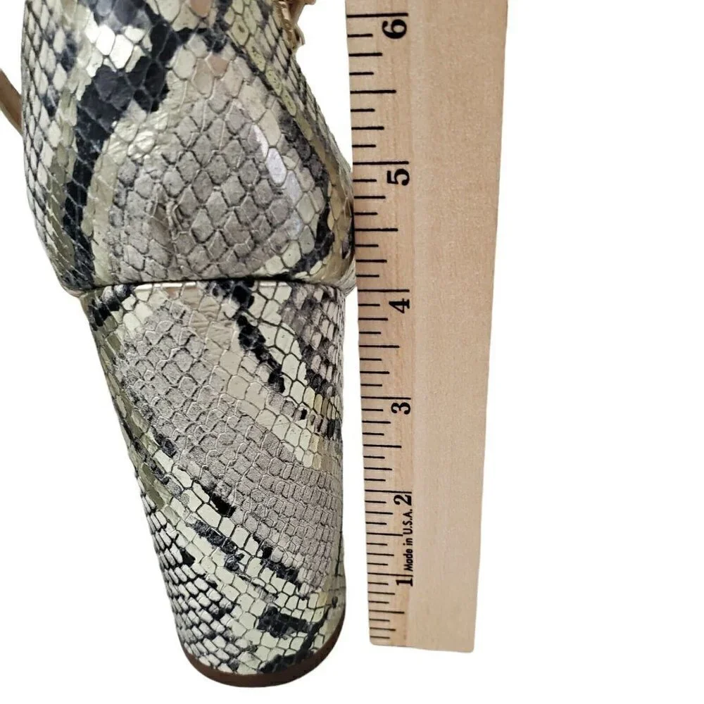 Sam Edelman Womens Sandals 10 Yaro Animal Print‎ Ankle Strap Block Heels Leather